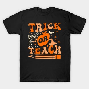 Groovy Halloween Trick Or Teach Ghost Teacher Student T-Shirt